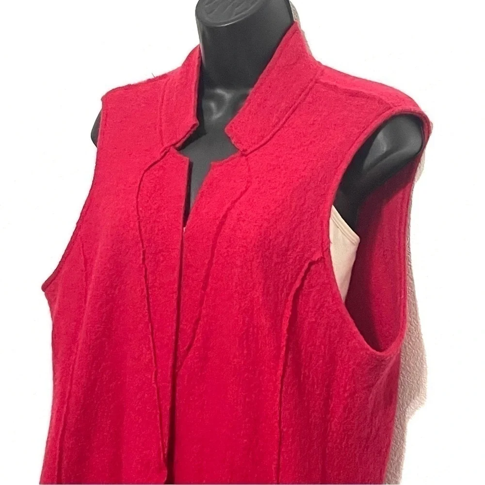Chico's Woman Red 100% WOOL Cardigan Coat Jacket Size 2 US L/12